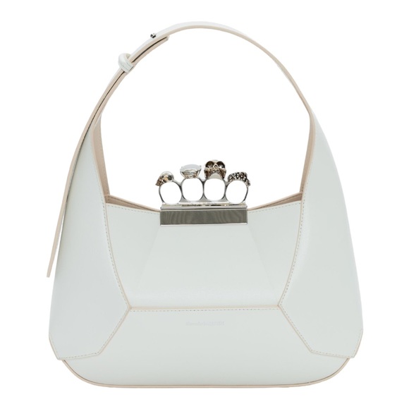 👜 🆕 Alexander McQueen Women's The Jewelled Hobo Bag in Ivory - Picture 2 of 5